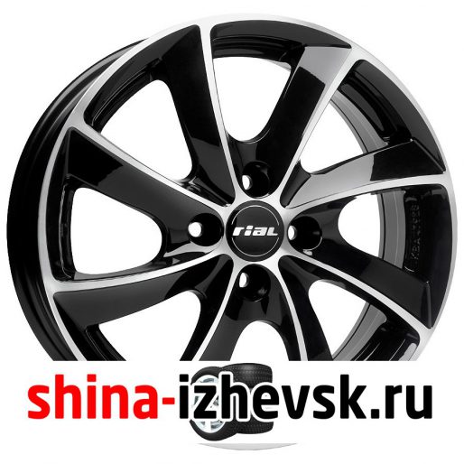 Колесный диск Rial Lugano 7.5xR17 5×108 ET47 DIA70.1 чёрный глянцевый с полированной лицевой частью в Ижевске